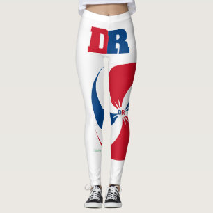DR (République Dominicaine) Leggings rouges, blanc