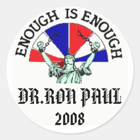 DR.RON PAUL, 2008 RONDE STICKER (Voorkant)