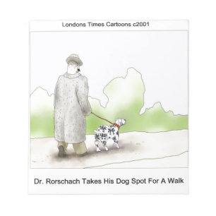 Dr Rorschach neemt hond Spot 4 mee wandelen Grappi Notitieblok