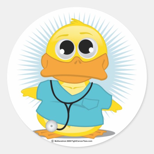 Dr. Scrubs Duck Ronde Sticker (Voorkant)
