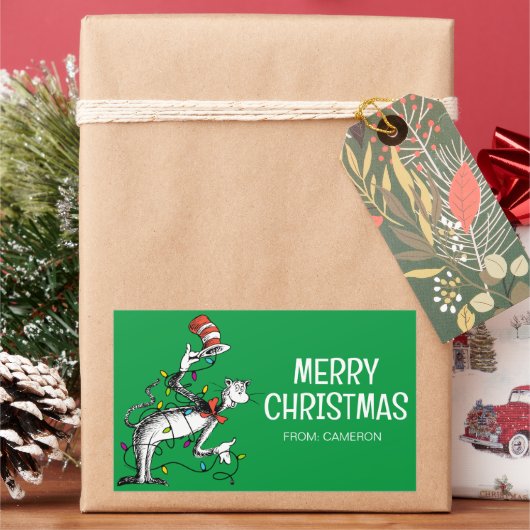 Dr Seus | Chat dans le Casquette | Étiquette cadea (vacances)