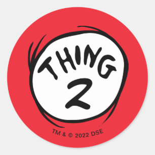 Dr. Seuss   Aangepast ding één ding twee Ronde Sticker
