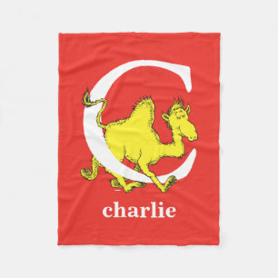 Dr. Seuss ABC: Brief C - wit  Jouw namen toevoegen Fleece Deken