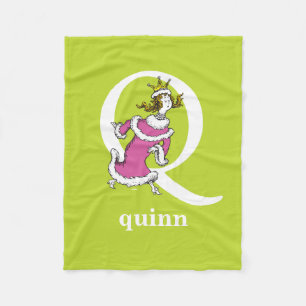 Dr. Seuss ABC: Brief Q - Wit  Jouw namen toevoegen Fleece Deken