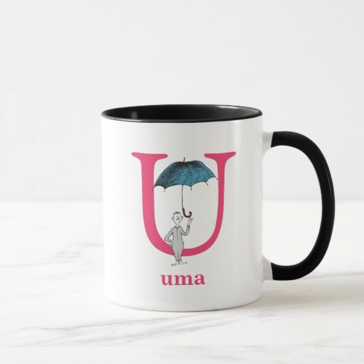 Dr. Seuss ABC: Brief U - roze| Jouw namen toevoege Mok (Rechts)