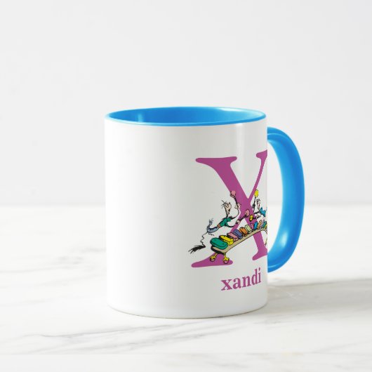 Dr. Seuss ABC: Brief X - Paars| Jouw namen toevoeg Mok (Voorkant rechts)