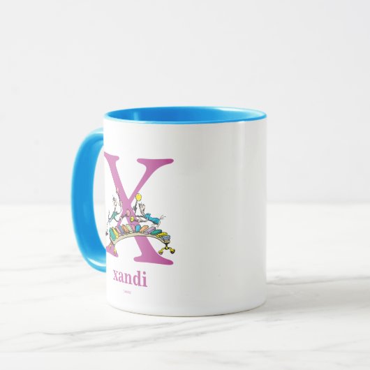 Dr. Seuss ABC: Brief X - Paars| Jouw namen toevoeg Mok (Voorkant links)