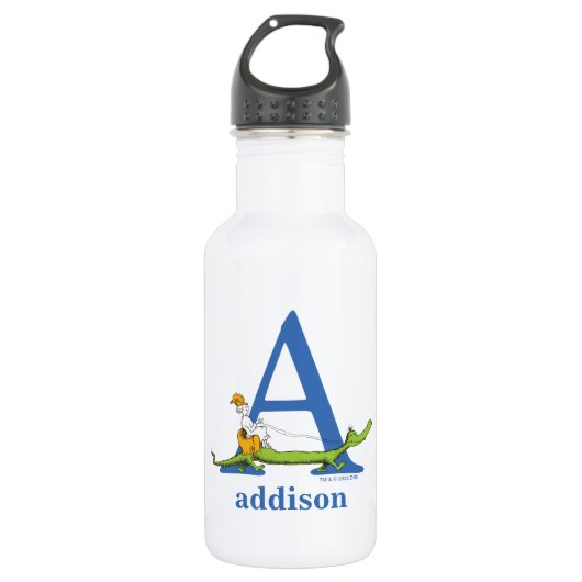 Dr. Seuss ABC: Letter A - White | Jouw namen toevo Waterfles (Voorkant)