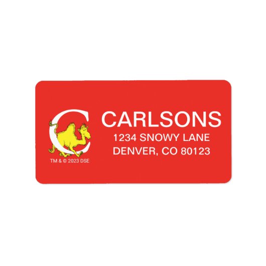 Dr. Seuss ABC: Letter C - White | Jouw namen toevo Etiket (Voorkant)