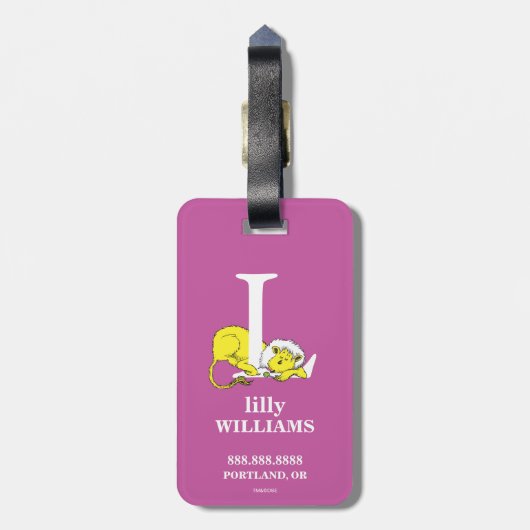 Dr. Seuss ABC: Letter L - White | Jouw namen toevo Bagagelabel (Achterkant verticaal)