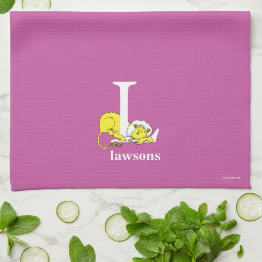 Dr. Seuss ABC: Letter L - White | Jouw namen toevo Theedoek (Gevouwen)