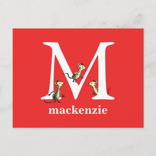 Dr. Seuss ABC: Letter M - White | Jouw namen toevo Briefkaart (Voorkant)