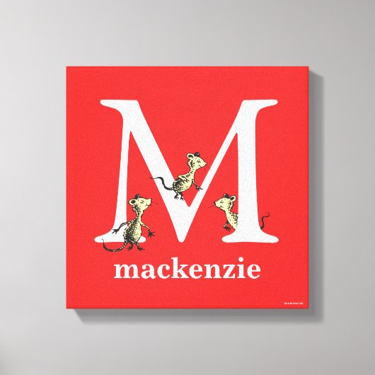 Dr. Seuss ABC: Letter M - White | Jouw namen toevo Canvas Afdruk (Voorkant)