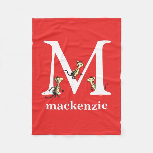 Dr. Seuss ABC: Letter M - White | Jouw namen toevo Fleece Deken (Voorkant)