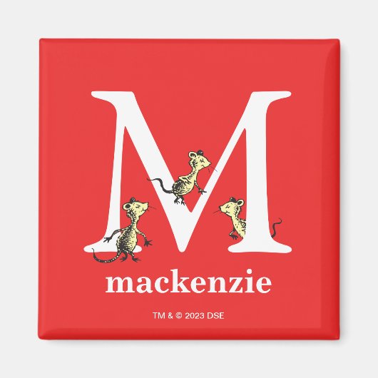 Dr. Seuss ABC: Letter M - White | Jouw namen toevo Magneet (Voorkant)