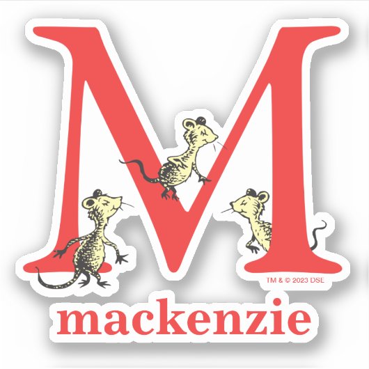 Dr. Seuss ABC: Letter M - White | Jouw namen toevo Sticker (Voorkant)