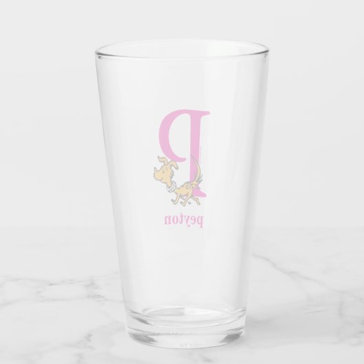 Dr. Seuss ABC: Letter P - Roze | Jouw namen toevoe Glas (Achterkant)