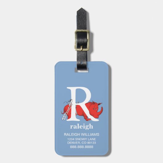 Dr. Seuss ABC: Letter R - White | Jouw namen toevo Bagagelabel (Voorkant verticaal)