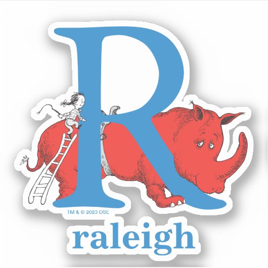 Dr. Seuss ABC: Letter R - White | Jouw namen toevo Sticker (Voorkant)