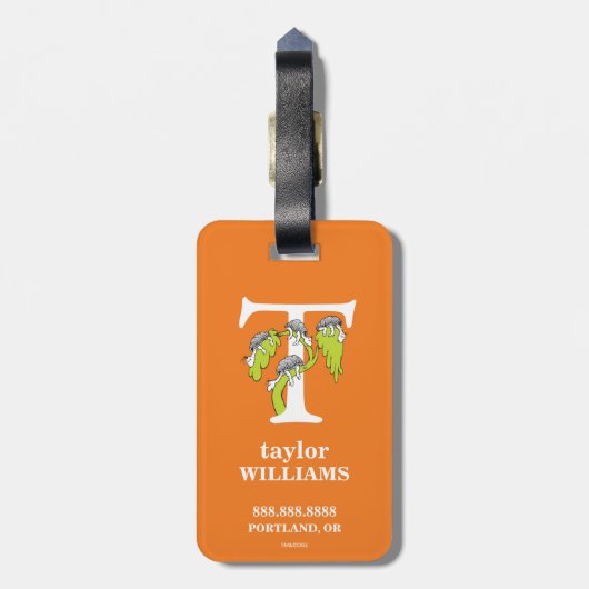 Dr. Seuss ABC: Letter T - White | Jouw namen toevo Bagagelabel (Achterkant verticaal)