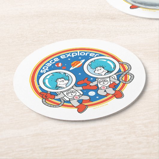 Dr. Seuss | Cadet Een Cadet Twee Ruimteverkenner Ronde Kartonnen Onderzetter (Gebogen)