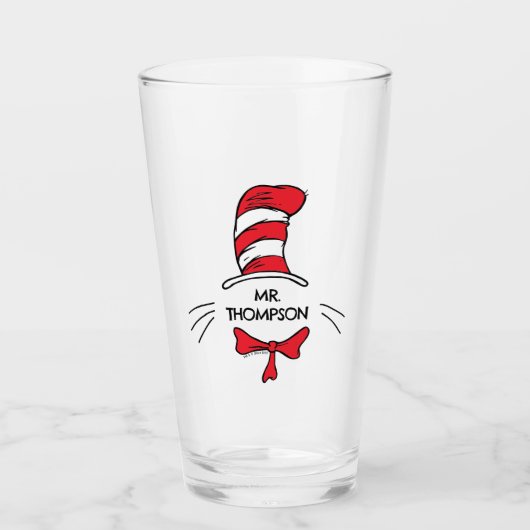 Dr. Seuss | Cat in het Pet Custom Teacher Name Glas (Voorkant)