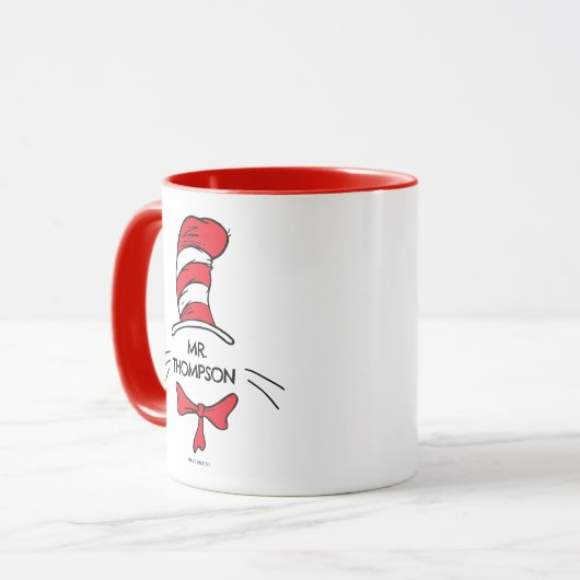 Dr. Seuss | Cat in het Pet Custom Teacher Name Mok (Voorkant links)