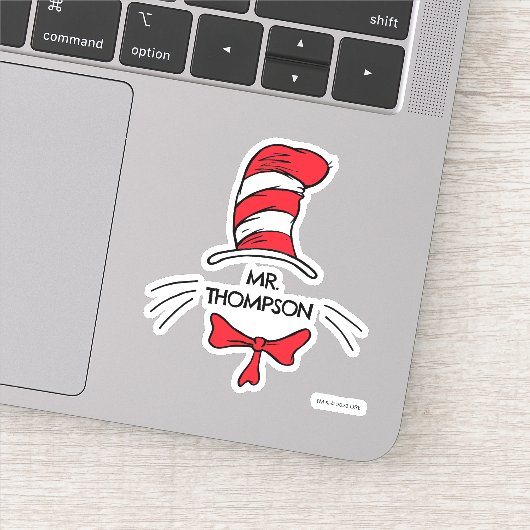 Dr. Seuss | Cat in het Pet Custom Teacher Name Sticker (Detail)