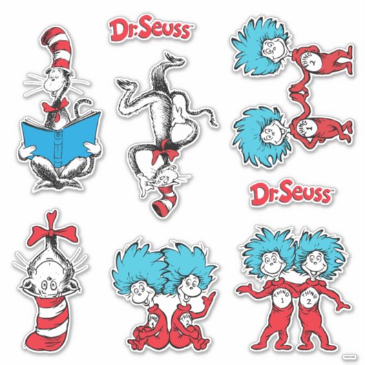 Dr. Seuss | Cat in het Pet en Thing One Thing Sticker (Voorkant)
