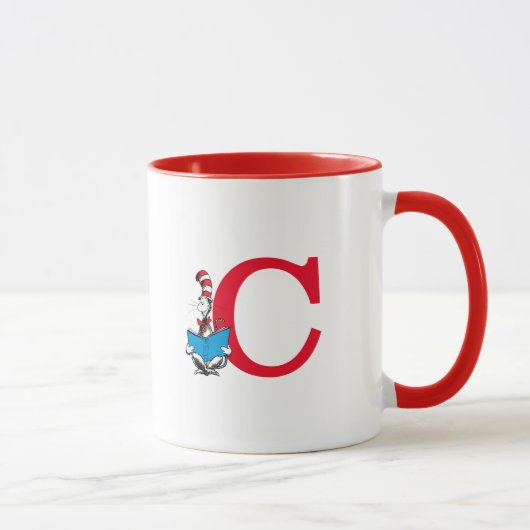 Dr. Seuss Cat in het Pet - Lezen Monogram C Mok (Rechts)