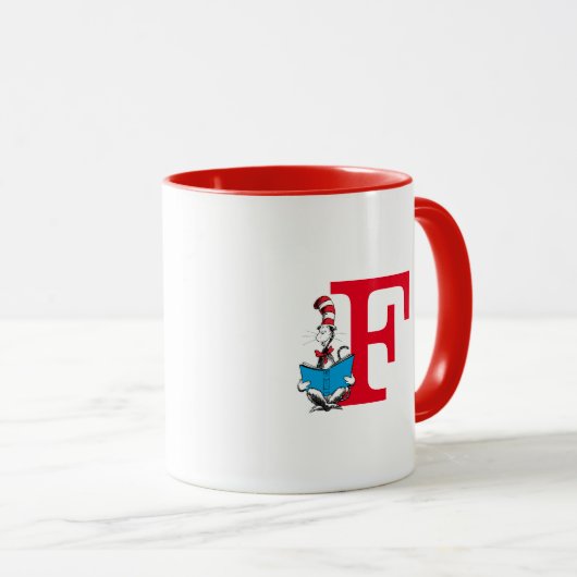 Dr. Seuss Cat in het Pet - Lezing Monogram F Mok (Voorkant rechts)