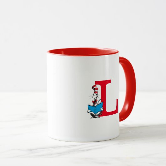 Dr. Seuss Cat in het Pet - Lezing Monogram L Mok (Voorkant rechts)