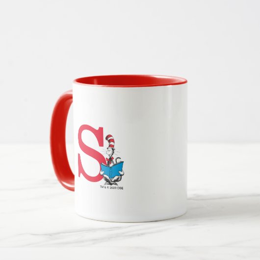 Dr. Seuss Cat in het Pet - Lezing Monogram S Mok (Voorkant links)