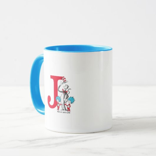 Dr. Seuss Cat in het Pet, Thing One Monogram Mok (Voorkant links)