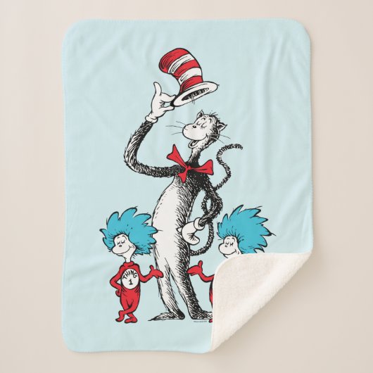 Dr. Seuss | Cat in het Pet, Thing One & Thing Two Sherpa Deken (Voorkant)