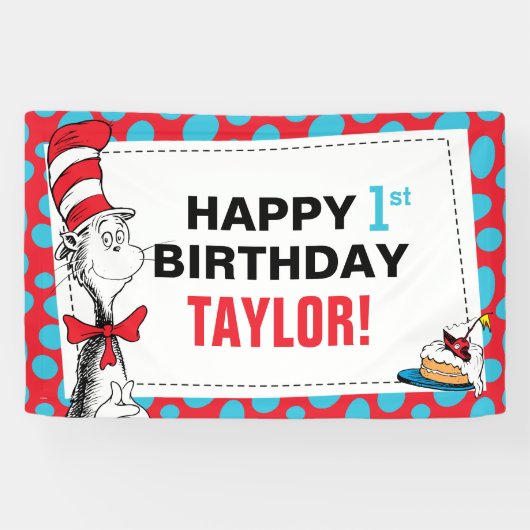 Dr Seuss | Chat dans la bannière d'anniversaire du (Horizontal)