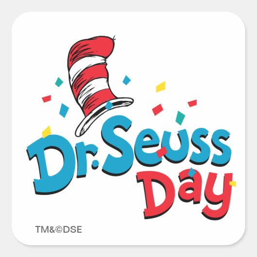 Dr. Seuss Day | CONFETTI Vierkante Sticker (Voorkant)