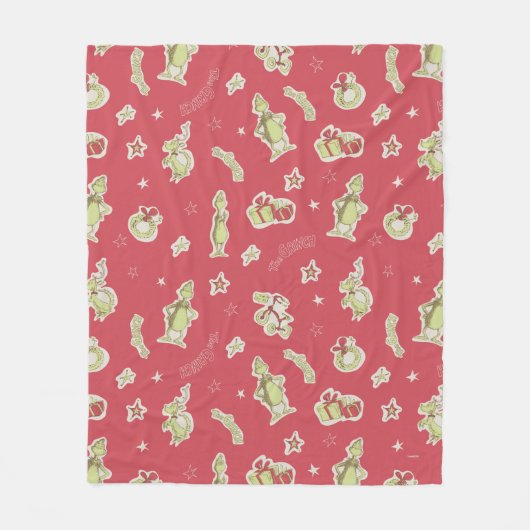 Dr. Seuss | De Grinch | Rood kerstpatroon Fleece Deken (Voorkant)