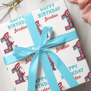 Dr. Seuss De Kat in de Hoed 1e Verjaardag Cadeaupapier