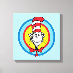 Dr. Seuss   De Kat in de Hoed Hoofd Grafisch Canvas Afdruk