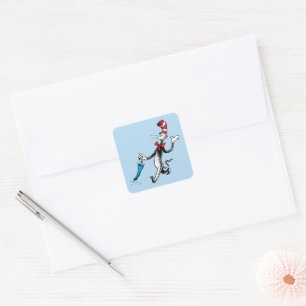 Dr. Seuss   De Kat in de Hoed Paraplu Wandeling Vierkante Sticker