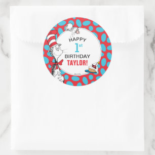Dr. Seuss   De Kat in de Hoed Verjaardag Ronde Sticker