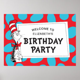 Dr. Seuss De Kat in de Hoed Verjaardagsfeestje Poster