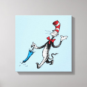 Dr. Seuss De Kat met de Hoed Paraplu Wandelweg Canvas Afdruk