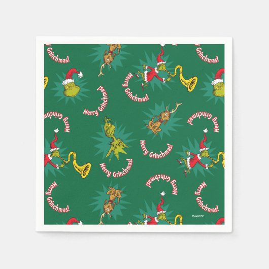 Dr. Seuss| De knuppel| Merry Grinchmas Pattern Servet (Voorkant)