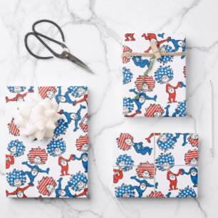 Dr. Seuss Ding Eén Ding Twee Amerikaanse Vlag Pa Inpakpapier Vel