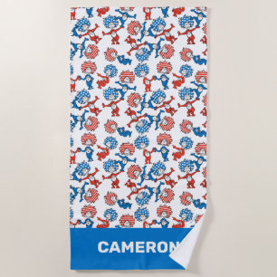 Dr. Seuss Ding Eén Ding Twee Amerikaanse Vlag Pa Strandlaken