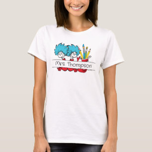 Dr. Seuss Ding Eén Ding Twee Leraar Naam T-shirt