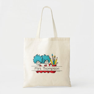 Dr. Seuss   Ding Eén Ding Twee Leraar Naam Tote Bag