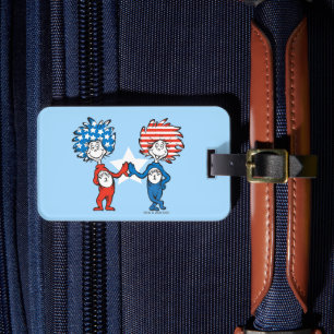 Dr. Seuss Ding Eén Ding Twee Patriottische Grafi Bagagelabel